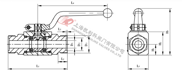 YJZQ高壓液壓球閥外螺紋外形結(jié)構(gòu)圖